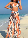 Trizchlor-Beach Vacation Printed Bikini Trousers Three-Piece Set