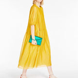 Trizchlor - 2024 Summer Fashion Women Simple Mercerized Cotton Silk Round Neck Solid Loose Midi Dress