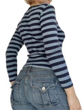 Trizchlor Stripe T Shirts for Women V Neck Long Sleeve Tops Y2K 2000s Fairy Grunge Clothes Vintage Streetwear Retro Crop Top