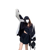Trizchlor Korea Y2k Windbreaker Jackets Harajuku Loose Causal Streetwear Black Jacket Couple Clothes Korean Fashion College Coats New 2023