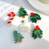 Trizchior France Creative Christmas Tree Hair Clip Brooch Candy Cherry Acetate Duckbill Clip for Women Girls Party Headwear Gifts Hair Pin