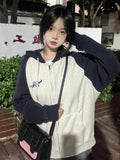 Trizchlor Y2K Women Vintage Korean Fashion Streetwear Zip Up Hoodies Harajuku Hooded Sweatshirts Zipper Jackets Kpop Sweatshirt Clothes