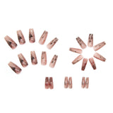 24Pcs/Box Gradient Long Ballet France Press on Nail Ink Chinese Style False Nails Rose Girls Full Cover Fake Nail Piece Finished
