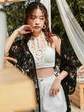 Trizchlor - Women Knit Tank Tops Solid Color Hollow Out Sleeveless Halter Crop Tops Summer Beach Bohemian Casual Vest