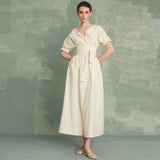Trizchlor - 2024 Summer New High Waist Women Art Retro Mid-Length A-Line Skirt+Top
