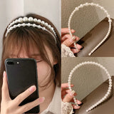 Trizchior Fashion White Faux Pearl Hair Hoop Elegant Full Pearl Bridal Headbands Wedding Hair Accessories For Women Girls New Headwear