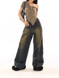 Trizchlor Women Vintage Streetwear Jeans Fashion Oversize Loose Wide Leg Pants Harajuku Style Hip-hop Jeans Y2k Denim Pants Men Clothes