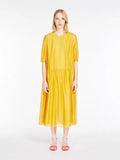 Trizchlor - 2024 Summer Fashion Women Simple Mercerized Cotton Silk Round Neck Solid Loose Midi Dress