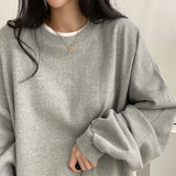 Trizchlor - Sweatshirts Women Design Casual Fake Two Pieces Patchwork Popular O Neck All-match Long Sleeve Cotton Autumn Hot Selling