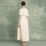 Trizchlor - 2024 Summer New High Waist Women Art Retro Mid-Length A-Line Skirt+Top