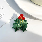 Trizchior France Creative Christmas Tree Hair Clip Brooch Candy Cherry Acetate Duckbill Clip for Women Girls Party Headwear Gifts Hair Pin
