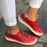 Women Slip on Sneakers Shallow Loafers Vulcanized Shoes Breathable Hollow Out Casual Shoes Ladies S-V-0112