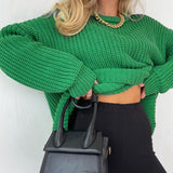 Trizchlor Autumn Winter Women's Oversize Sweater Pullover Long Sleeve Knitted Sweater Fashion Green Christmas Sweater Jumper 2022 Winter