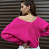Trizchlor Fashion Winter V-Neck Oversized Knitted Sweaters Women Loose Long Sleeve Pullover Sexy Sweater Sueters Clothes