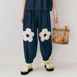 Trizchlor Parent-child imakokoni original lace shirt shirt flower radish pants denim suit female summer 213378