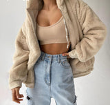 Trizchlor 2023 Women Winter Fall Warm Hoodies Lambswool Zipper Fashion Oversize Streetwear Loose Fashion Round Neck Coat