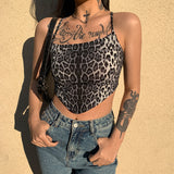 HEYounGIRL Cross Bandage Sleeveless Sexy Camis Tops Summer Leopard Printed Backless Crop Top Streetwear Fashion Tops Tees Party