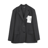 Trizchlor  Women Black Back Slit Big Size Blazer New Lapel Long Sleeve Loose Fit Jacket Fashion Tide Spring Autumn 2022 1DE1412