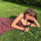 Trizchlor women summer boho red strap mini dress ladies fashion cute sweet college style kawaii slim soft floral dress new