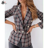 Trizchlor 2022 Plaid Female Blazer Women Jacket Women's Suit Long Sleeve Autumn Winter Button Woman Casual Coat Top Office Suits for Women