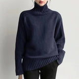 Christmas Gift Elegant Autumn Winter Oversized Women Sweater New Solid Loose Turtleneck Knitted Sweaters Long Sleeve Pullover Female