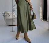 Trizchlor Women's Long Satin Skirt Midi Elegant High Waist Green Autumn Office A-line Solid Vintage Silk Purple Skirt for Women 2023