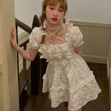 Trizchlor Summer Kawaii Lolita Dress Women Korean Party Evening Elegant Sweet Dress Female Short Sleeve Princess Casual Y2k Dress 2024