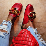 Large Chain Thick Soles Half Slippers Women Summer Outside Wear Web Celebrity INS Fashion A Lady-loafer Mueller Shoes