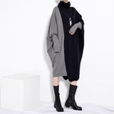 Trizchlor Women Black Gray Knitting Big Size Long Dress New Turtleneck Long Sleeve Loose Fit Fashion Tide Autumn Winter 2022 1D67501