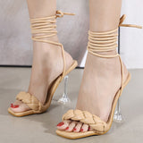 Trizchlor Summer Women Thin High Heels Shoes Sandals Transparent Gladiator Ankle Strap Pump Female Party Wedding Ladies Plus Size