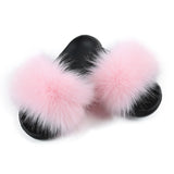 Women Summer Faux Fur Slippers Furry Fox Fur Sandals For Woman Indoor Shoes Fluffy Plush With Fur Slides Flip Flops Ladies Slide