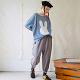 Trizchlor blue and white rabbit warm fleece sweatshirt wild thickened polar fleece casual pants women's autumn 213445