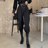 Trizchlor Korean Two-Piece Set Women 2023 Winter New Temperament Stand-Up Collar Puff Sleeve Shirt Tops Female + Harem Pants Suit Female
