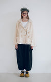 Trizchlor beige sweater jacket original design Japanese horn buckle loose shirt women new 192811