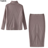 Christmas Gift Autumn Women's Costume Knitted  Tracksuit  Sweater + Slim Skirt Two-Piece Set