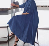 Trizchlor Elegant Party Long Maxi Dress 2023 Women Offce Lady Sundress Lapel Neck Long Sleeve Shirt Dress Casual  Vestido Robe Femme