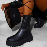 Thanksgiving Day Gift Trizchlor Autumn And Winter New Women's Ankle Boots PU Thick-Soled Fashion Women's Boots Patent Leather Zipper Casual Women's Short Boots