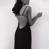 Trizchlor Elegant Backless Long Party Dresses For Women Spaghetti Strap Satin Maxi Dress Summer Beach Slip Dress 2022