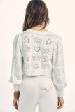 Trizchlor Women Cropped Embroider Knit Cardigan Long Sleeve Vintage Autumn Sweater Female Button Up Casual Knitted Top