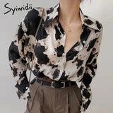 Trizchlor  Cow Print Button Up Shirts Women Long Sleeve Blouse Korean Fashion Clothes Chiffon Streetwear Fashion Tops Spring New T08