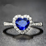 Wedding Rings For Women  Silver Bridal Engagement Ring Red Heart Cubic Zirconia Elegant Luxury Bijoux