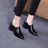 Trizchlor 2024 New Women Pumps,Square High Heels,Soft PU Leather Work Shoes For Office Lady,Pointed Toe,Side Zip,Black,Dropship