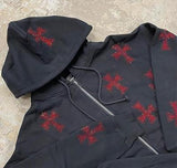 Trizchlor Rhinestone Gothic Streetwear Long Sleeve Black Zip Hoodie Y2k Hip Hop Joggers Sweatshirt Korean Fashion Punk Sport Coat Pullover