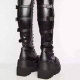 Trizchlor 2023 New Brand Design Female Wedges High Heels Thigh High Boots Women's Fashion Black Platform Boots Women Cosplay Long Boots