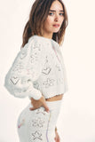 Trizchlor Women Cropped Embroider Knit Cardigan Long Sleeve Vintage Autumn Sweater Female Button Up Casual Knitted Top