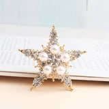 Graduation Gift Pomlee Pearl Rhinestone Star Brooches for Women Vintage Alloy Pins Coat Brooch Shining Elegant Accessories High Quality