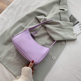 Trizchlor Soft PU Leather Women Purple Underarm Bag Retro Solid Color Ladies Baguette Handbags Fashion Design Girls Small Shoulder Bags