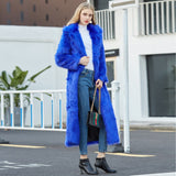 Trizchlor Luxury Long Faux Fur Coat Women 2022 High Street Vintage Slim Fluffy Fox Fur Elegant Solid Color Warm Thick Long Coats Female