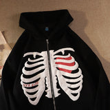 Christmas Gift Women's hooded Y2K European and American hiphop fried street skeleton sweater spring and autumn loose high street ins jacket hot