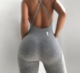 Trizchlor Summer Casual Sport Fitness Streetwear Female Jumpsuit V Neck Backless Skinny Elastic Jumpsuit Women Yoga Outfit